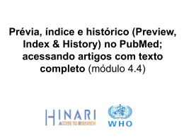 Prévia, índice e histórico (Preview, Index & History) no PubMed