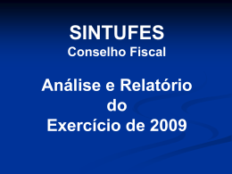 SINTUFES Conselho Fiscal Análise e Relatório do Exercício de 2008