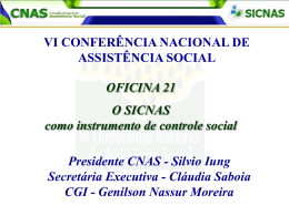 Oficina 21 - SICNAS como instrumento do Controle Social