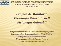 Projeto de monitoria fisiologia animal ll