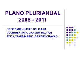 Apresentação sobre Elaboração do PLANO PLURIANUAL 2008-2011