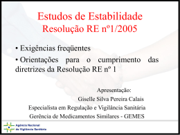 Estudos de Estabilidade Resolução RE nº1/2005
