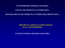 Leptospirose - MEV159 - Aulas - Universidade Federal da Bahia