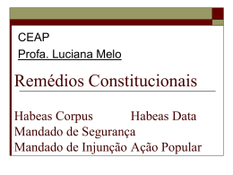 Remédios Constitucionais Habeas Corpus Habeas Data