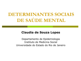 DETERMINANTES SOCIAIS DE SAÚDE MENTAL