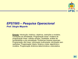 Programação Linear - Prof. Sérgio Mayerle