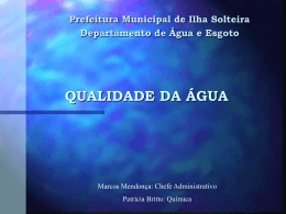 QUALIDADE DA ÁGUA - Prefeitura Municipal de Ilha Solteira
