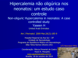 Hipercalemia não oligúrica nos neonatos