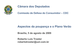CDC Aspectos da poupança e o Plano Verão Brasília, 5 de agosto