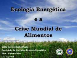 Ecologia Energética e a Crise Mundial de Alimentos Júlia Guedes