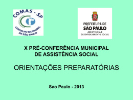Orientações do COMAS - Prefeitura de São Paulo