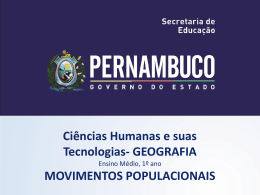 Movimentos Populacionais - Governo do Estado de Pernambuco