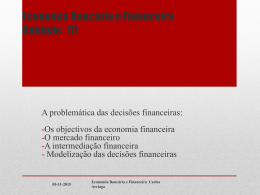 C1. UNIDADE 1 - A problemática das decisões financeiras