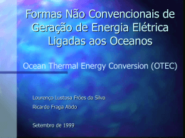 Formas Não Convencionais de Geração de Energia Ocean Thermal