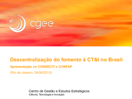 Descentralização do fomento à CT&I no Brasil