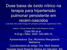 Dose baixa de óxido nítrico na terapia para hipertensão pulmonar