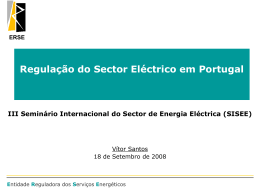 ERSE Liberalização do Sector Eléctrico em Portugal