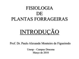FISIOLOGIA DA PRODUÇÃO DAS PLANTAS FORRAGEIRAS