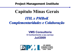 ITIL x PMBoK Complementaridades e Colaboração