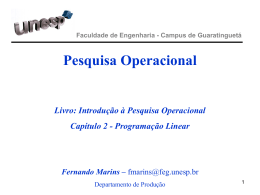 Pesquisa Operacional - UNESP / Campus de Guaratinguetá