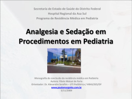 Analgesia e Sedação em Procedimentos em Pediatria