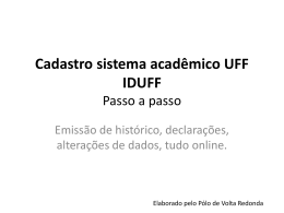 Cadastro sistema acadêmico UFF IDUFF
