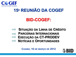COGEF 15a Reunião Ap BID