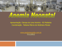Anemia neonatal (com link para Risco de