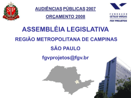 AUDIÊNCIAS PÚBLICAS 2007 PRINCIPAIS DEMANDAS