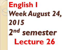 English I Lecture 26