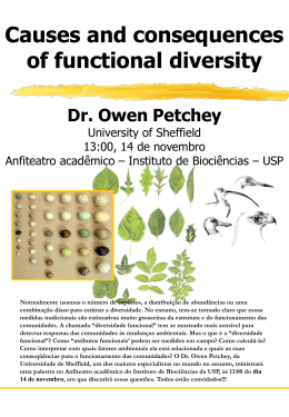 Dr. Owen Petchey - Instituto de Biociências