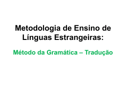 Método da Gramática – Tradução - Tópicos especiais em metodologia