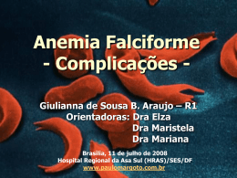 Anemia falciforme:complicações