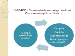 UNIDADE I: Conceituação de metodologia científica e
