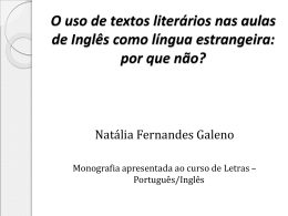 O uso de textos literários nas aulas de Inglês como língua estrangeira