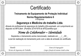 Certificado Treinamento de Prevenção e Combate à Incêndios