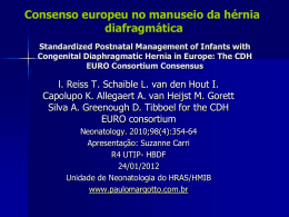 The CDH EURO Consortium Consensus