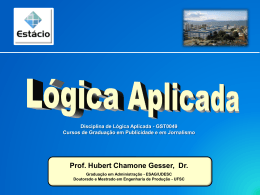 Slides Lógica Aplicada - Professor Hubert Chamone Gesser, Dr.