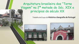 Arquitetura brasileira dos *Torna Viagem* na 2ª metade do Séc. XIX
