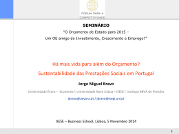 Apresentação Jorge M Bravo, Universidade de Évora