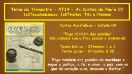 Tema do Trimestre - 4T14 – As Cartas de Paulo