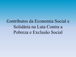 Contributos da Economia Social e Solidária na Luta Contra a