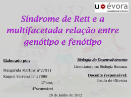 O que é a Síndrome de Rett? - Biologia do Desenvolvimento 2012