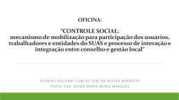 OFICINA: *CONTROLE SOCIAL - Assistência e Desenvolvimento