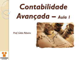 Contabilidade Avançada – Aula 1 Prof. Gildo Ribeiro AVALIAÇÃO