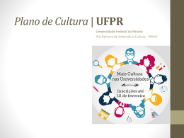Plano de Cultura - SACI - Universidade Federal do Paraná