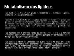 Metabolismo dos lipídeos - Universidade Castelo Branco