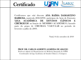 Certificado PROF. DR. CARLOS ALBERTO ALMEIDA DE ARAUJO