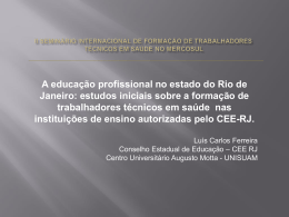 A educação profissional no estado do Rio de Janeiro
