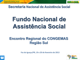 Fundo Nacional de Assistência Social - FNAS - COGEMAS-PR